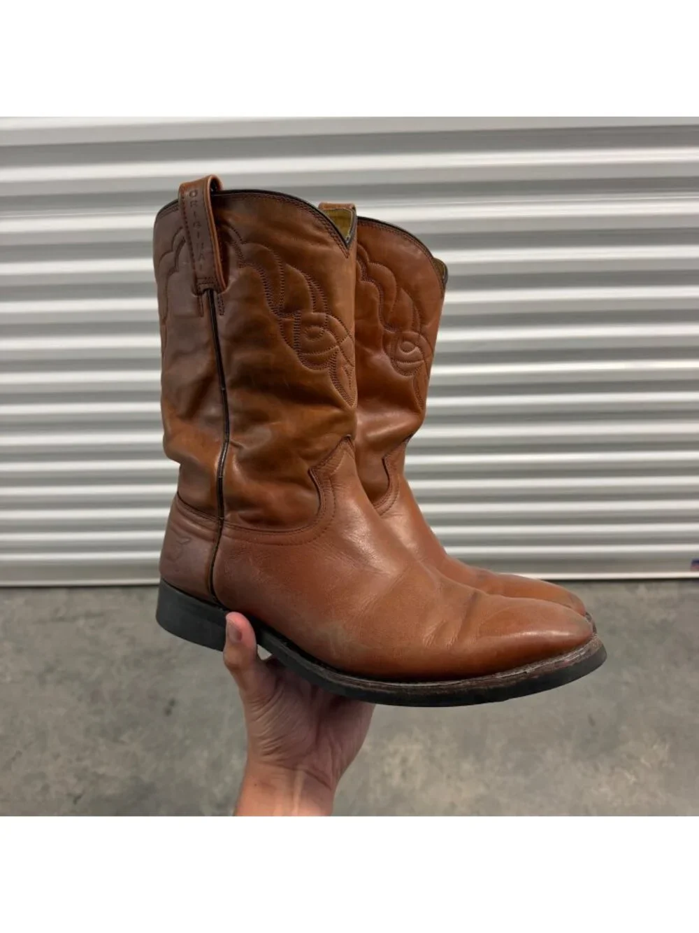 Tony Lama Mens Western Cowboy Boots Brown Leather Size 8.5 EE